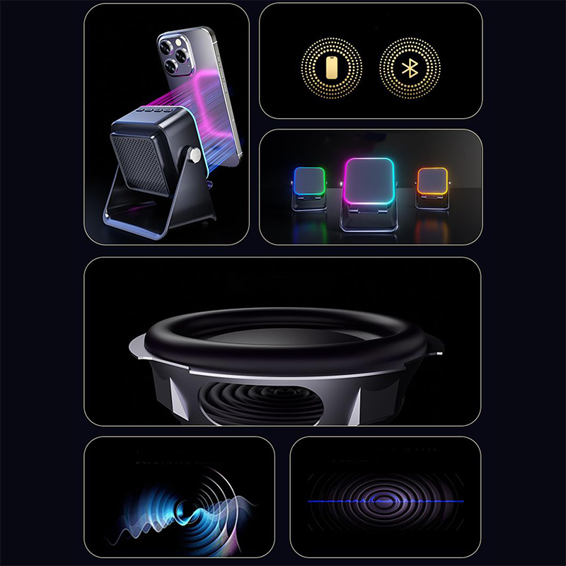 ⏳Offre spéciale à durée limitée⏰Enceinte Bluetooth sans fil à induction 5 en 1 avec support réglable pour téléphone